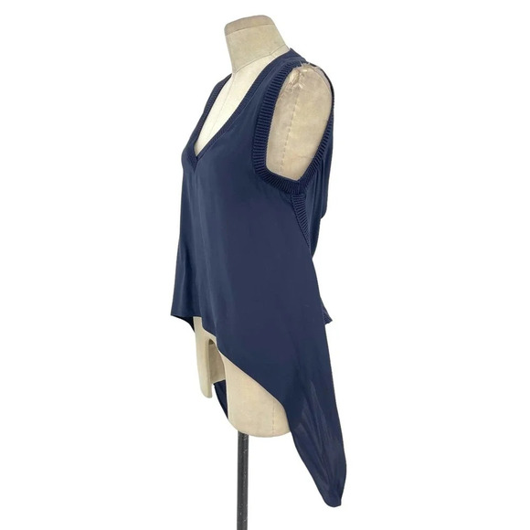Cinq à Sept Olimpia Tie-Side Sleeveless Silk‎ Tank Top Navy Blue Size Small - Picture 5 of 11